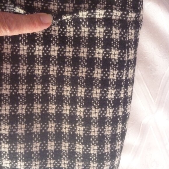 Jones New York Women 100% Pure Wool Black White Blazer 10 Checkered Lapel Single - Picture 13 of 16
